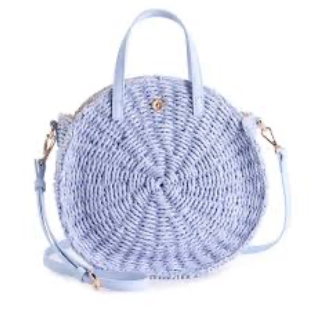 LC Lauren Conrad  Like NEW periwinkle round Woven Handbag crossbody